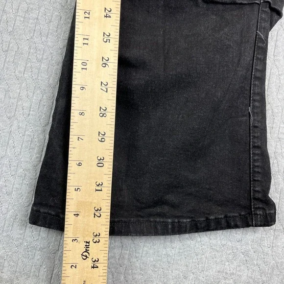 Black baggy wide leg cargo utility‎ jeans Women 15/30X33 high rise hip-hop - Picture 6 of 11